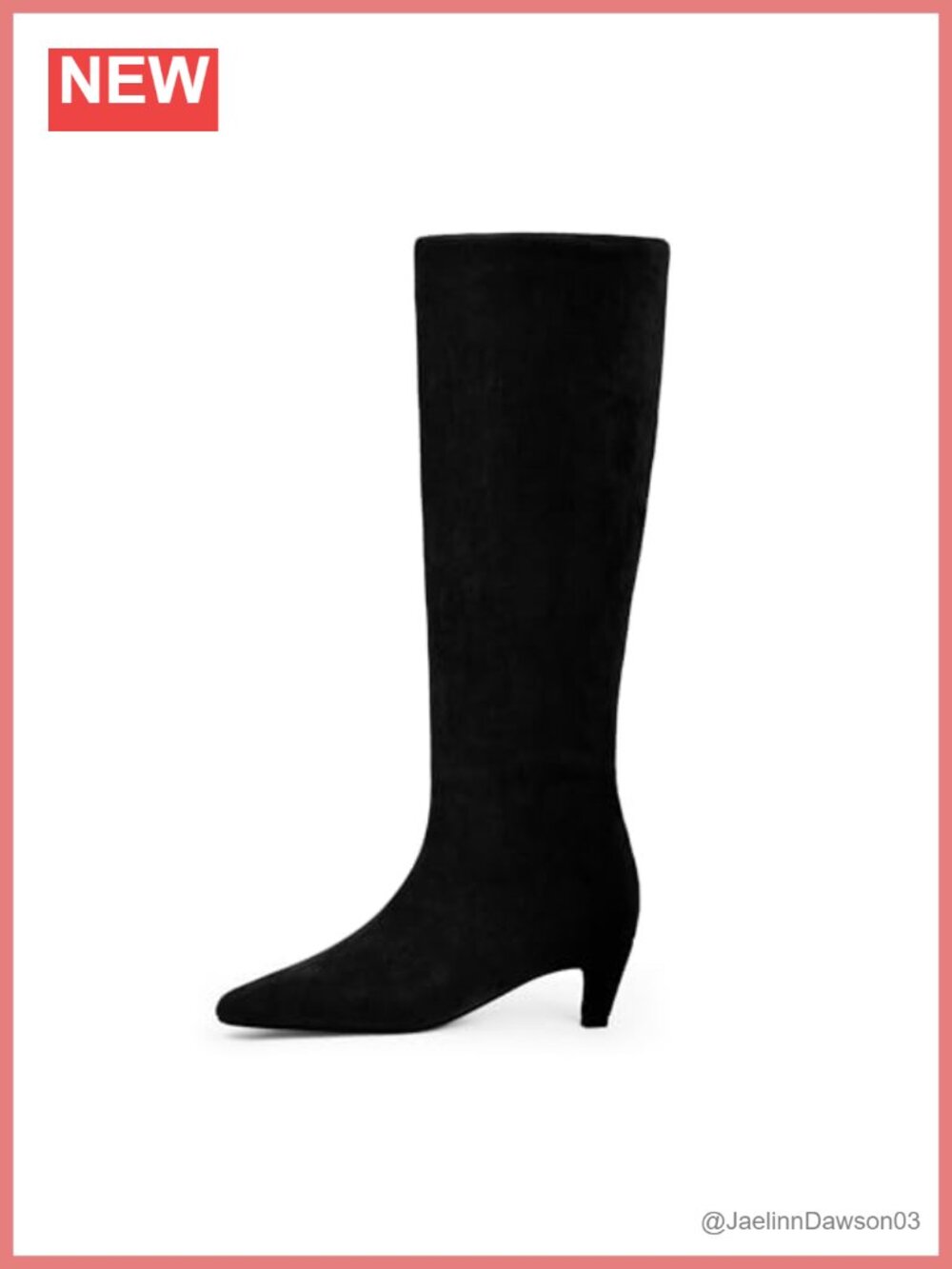 Kitten Heel Knee High Boots Square Toe Faux Suede Tall Womens Boots